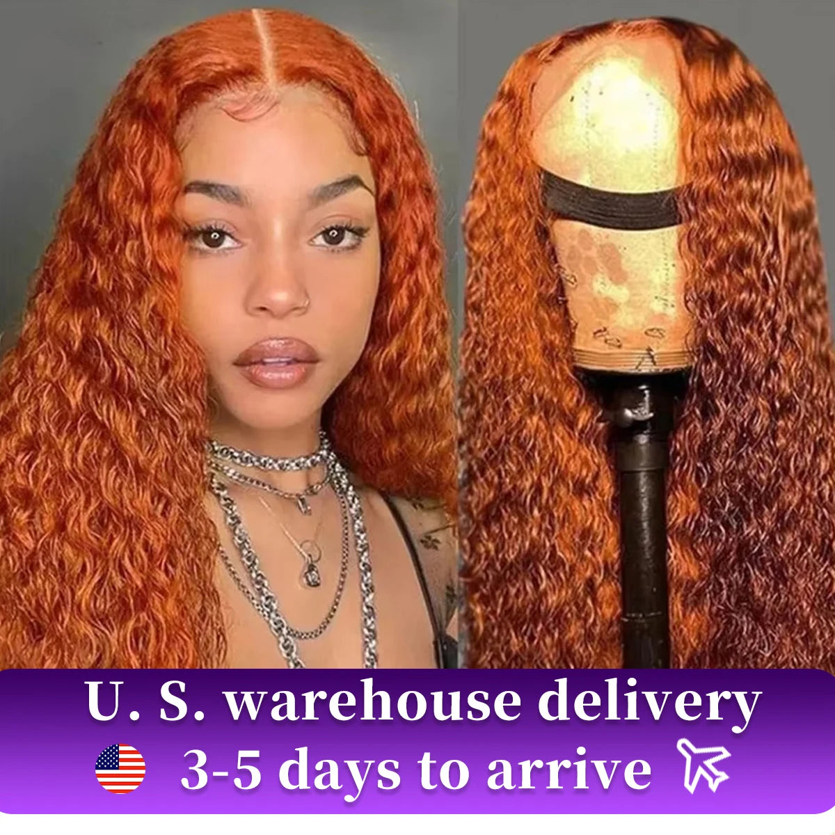 250 Density 350 Ginger Orange 30 40 inch Lace Front Wig Human Hair Wigs 13x4 HD Lace Frontal Curly Wig For Woman