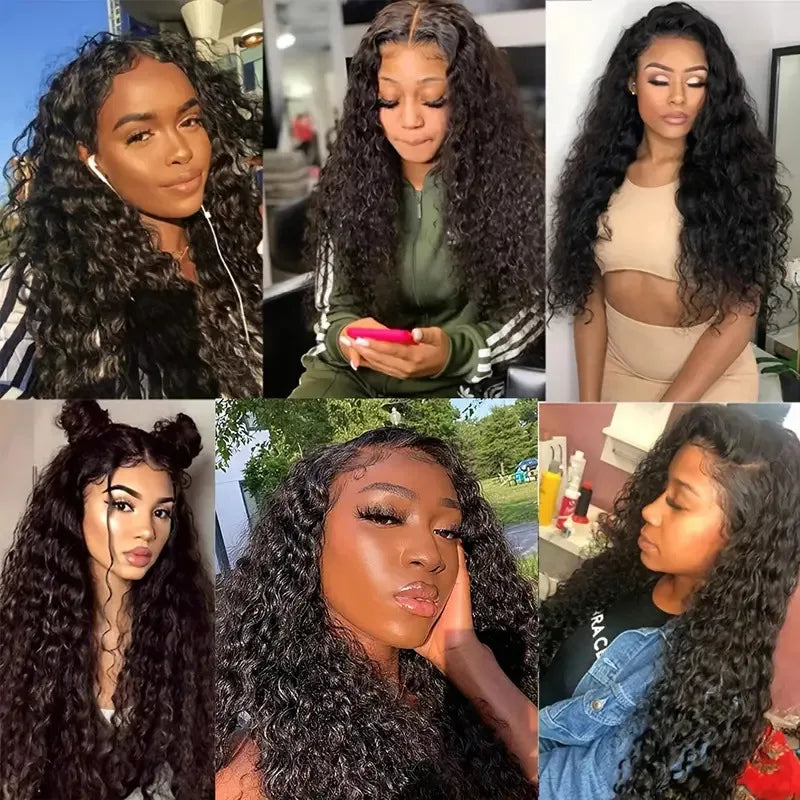 Deep Wave 13x6/13x4 HD Transparent Lace Front Human Hair Wigs Remy Human Hair 30 34inch Wet And Wavy Water Wave Frontal Wig