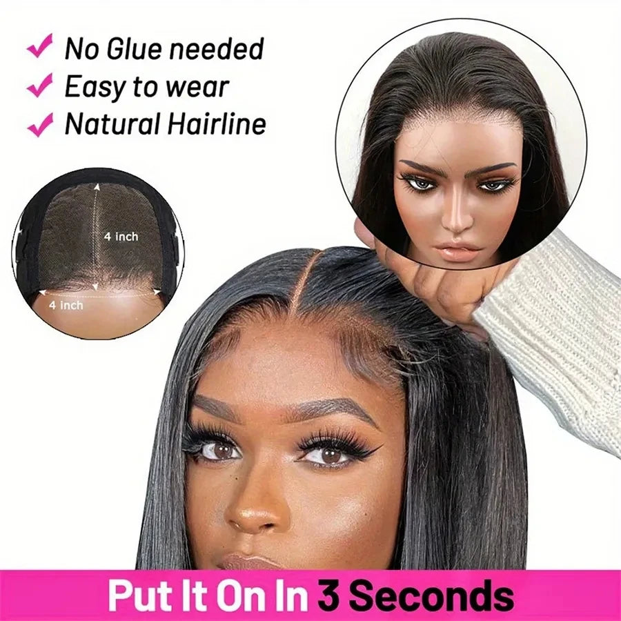 Smooth Straight Human Hair Ready To Wear Preplucked Straight Human Hair Wigs 5x5 Lace Closure Pre Cut 13x4 Lace Front Wigs Bling