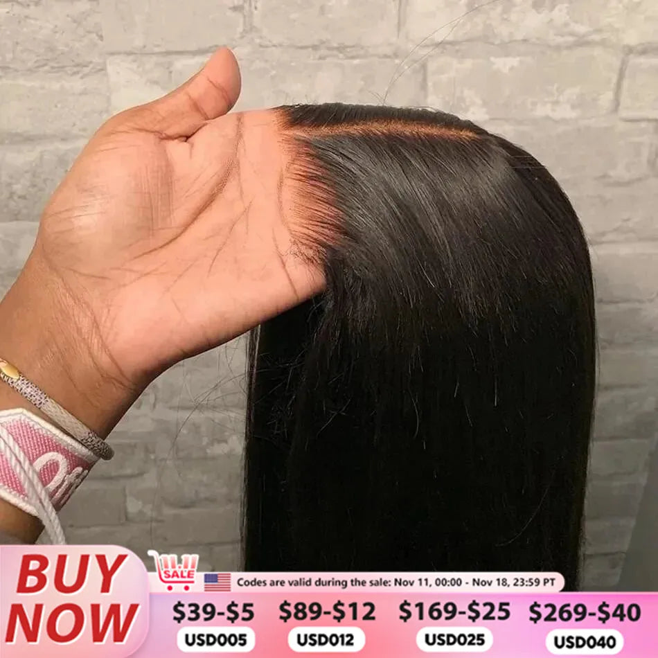 Smooth Straight Human Hair Ready To Wear Preplucked Straight Human Hair Wigs 5x5 Lace Closure Pre Cut 13x4 Lace Front Wigs Bling