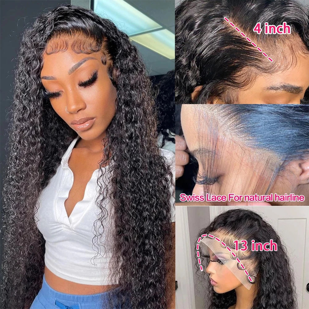 13x4 13x6 Deep Wave Lace Front Wig Human Hair Transparent Lace Frontal Wigs For Women Human Hair Wigs PrePlucked Lace Front Wig