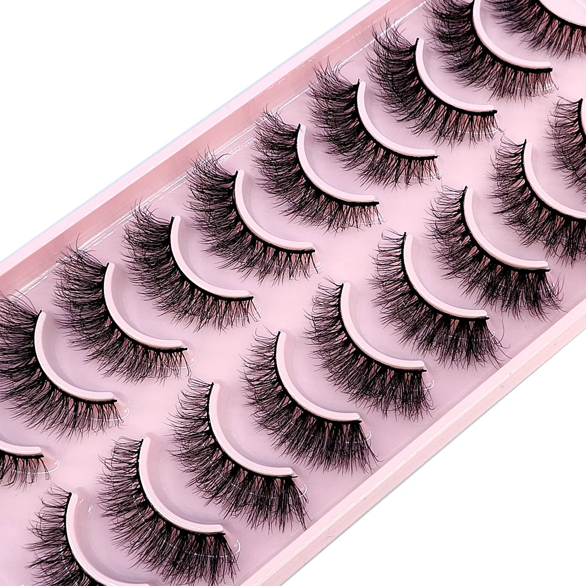 10 Pairs Faux Mink Eyelashes Handmade False Eyelashes Natural Nude Makeup Simulation Cross Messy Eye 3D Curly Eyelashes