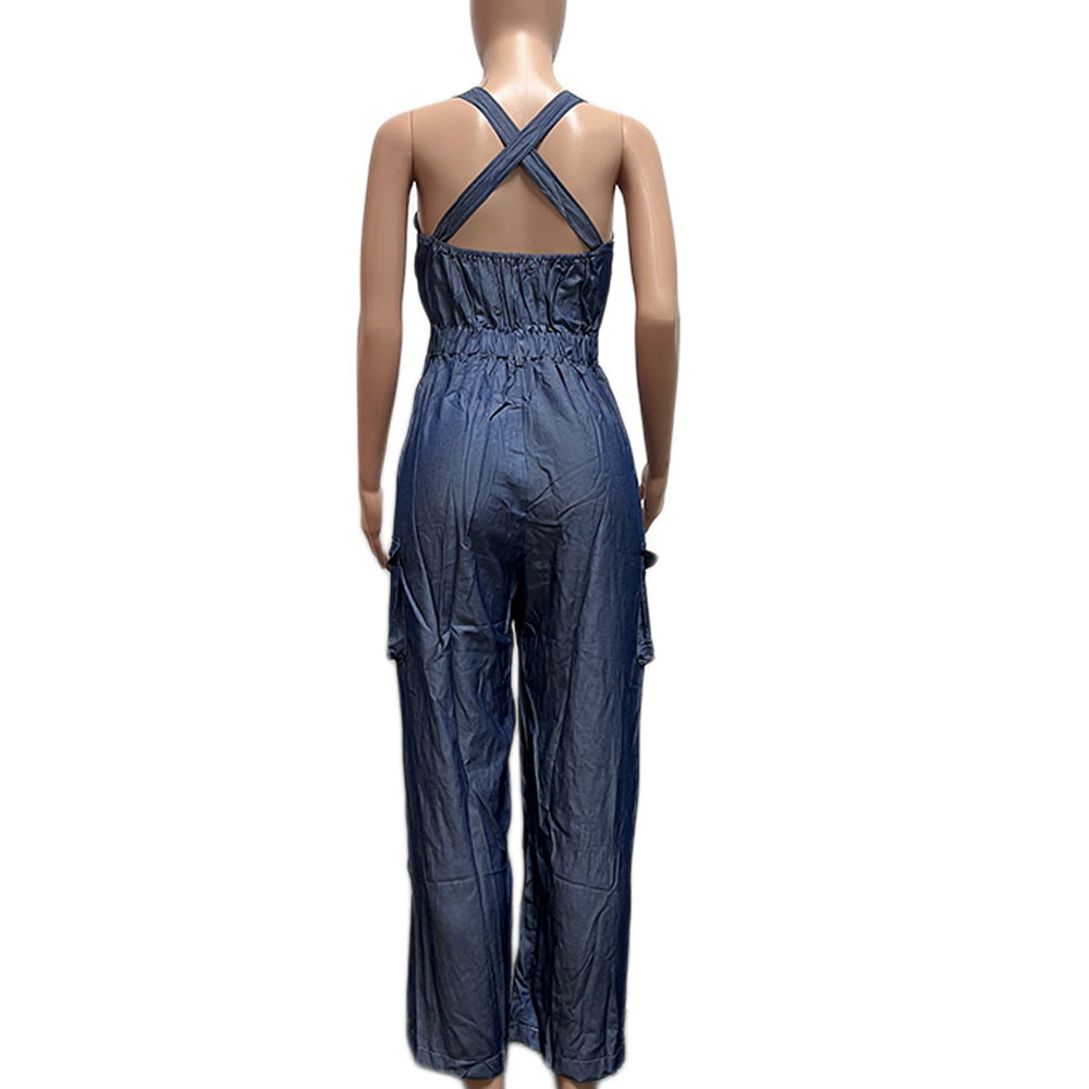 Women's Fashion Personality Denim Jumpsuit